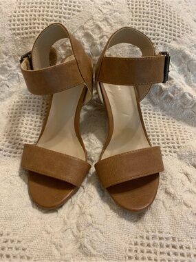 Cato Tan Open-Toe Ankle-Strap Heels